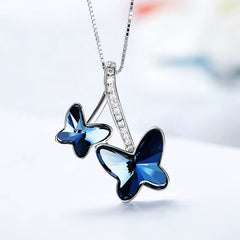 Collar de dos Mariposas de cristal Swarovski