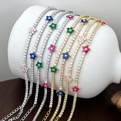 Pulsera Tennis de Flores Verdes