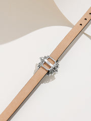 Leather bracelet with green charm - dual use