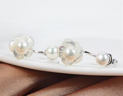 Aretes de Flor con Perlas Naturales