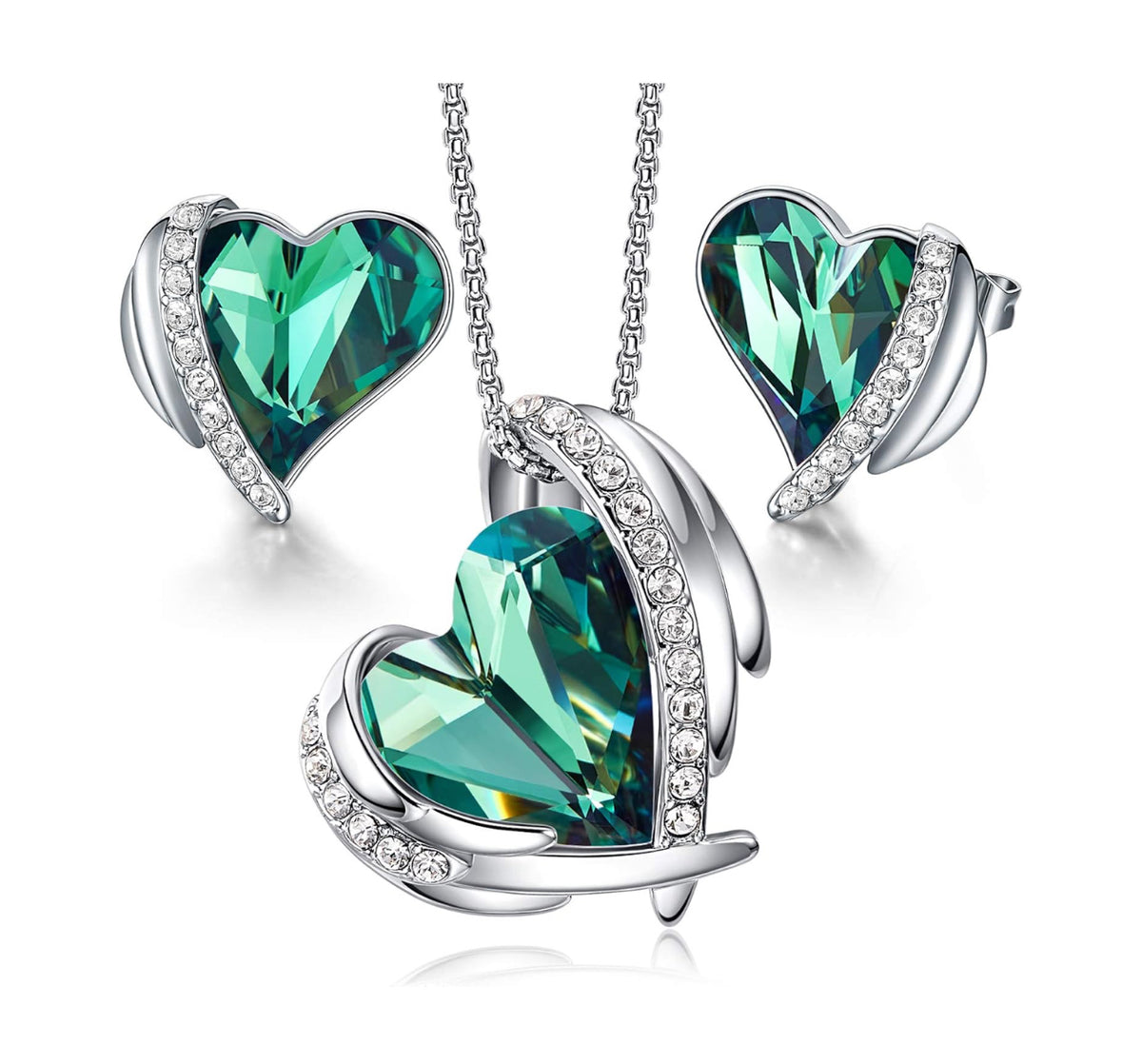 Set Grandeza de Amor verde - Corazón Swarovski