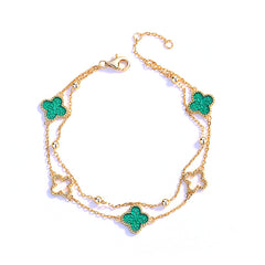 Pulsera doble de trébol verde