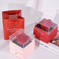 Caja con Rosa Roja 🌹 - cuadrada