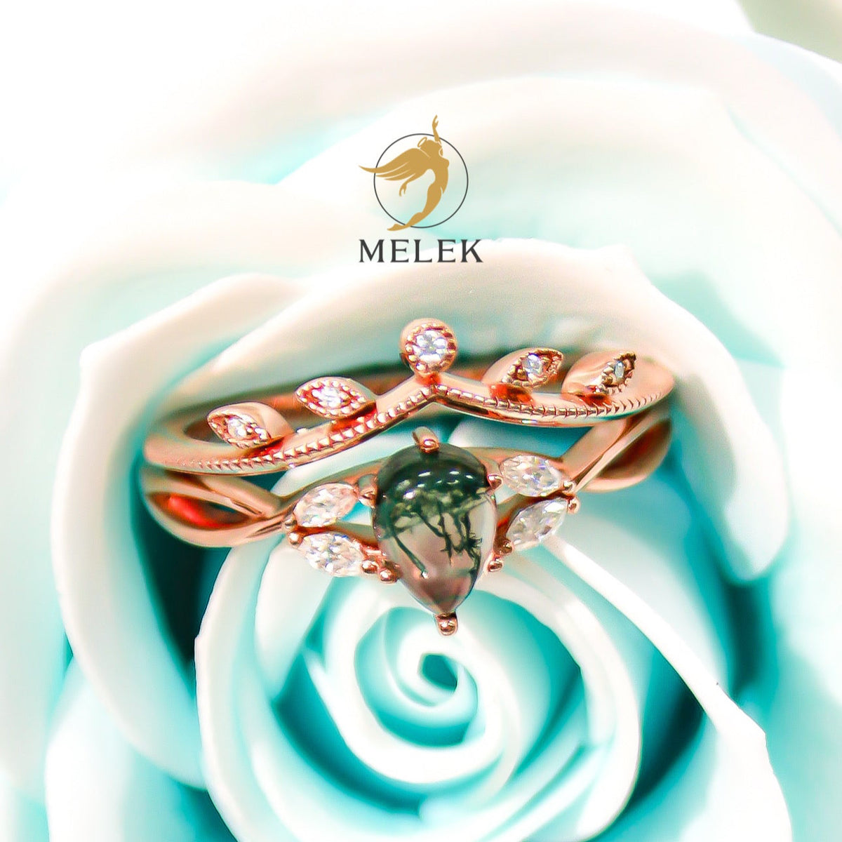 Anillo doble de Ágata Musgo