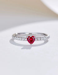 Anillo Corazón color Rubí