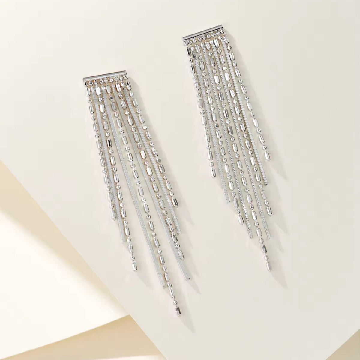 Aretes Cascada Plateado