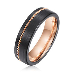 Black Tungsten Ring with Rope