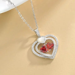 Collar doble corazón rojo de cristal Swarovski