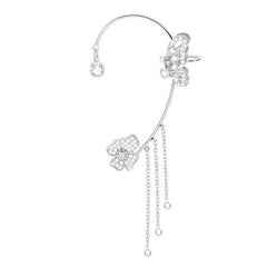 Earcuff Butterfly stealing the Nectar of a Flower Silver 