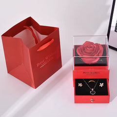 Caja con Rosa Roja 🌹 - cuadrada