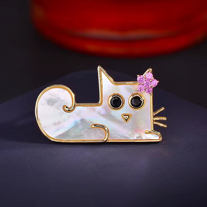Broche de Gato con nácar