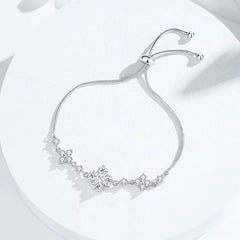 Pulsera ajustable de trébol transparente