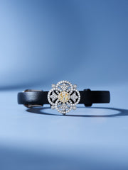 Leather bracelet with yellow charm - dual use
