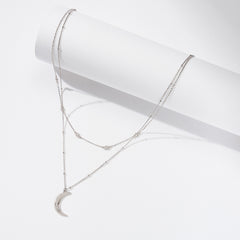 Double Moon Necklace - Silver 
