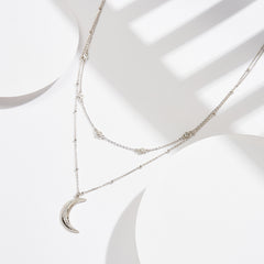 Double Moon Necklace - Silver 