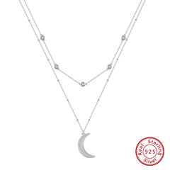 Double Moon Necklace - Silver 