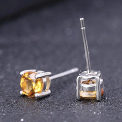 Round Citrine Studs 