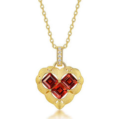 Natural Garnet Heart Necklace 