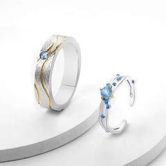 Couple rings Sun and Sea rays 