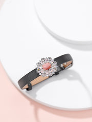 Leather bracelet with pink charm - dual use