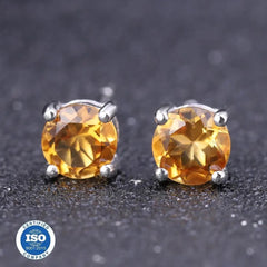 Round Citrine Studs 