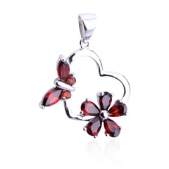 Corazón y flor con granate