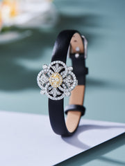 Leather bracelet with yellow charm - dual use