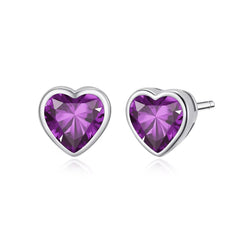 Stud Corazón morado plateado