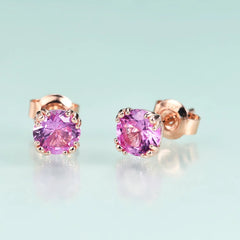 Pink Sapphire Stud Earrings 