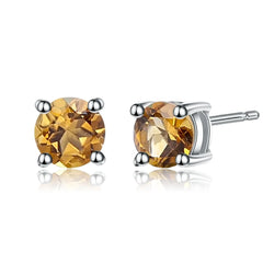 Round Citrine Studs 