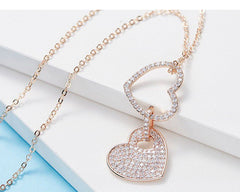 Double heart of Swarovski crystals