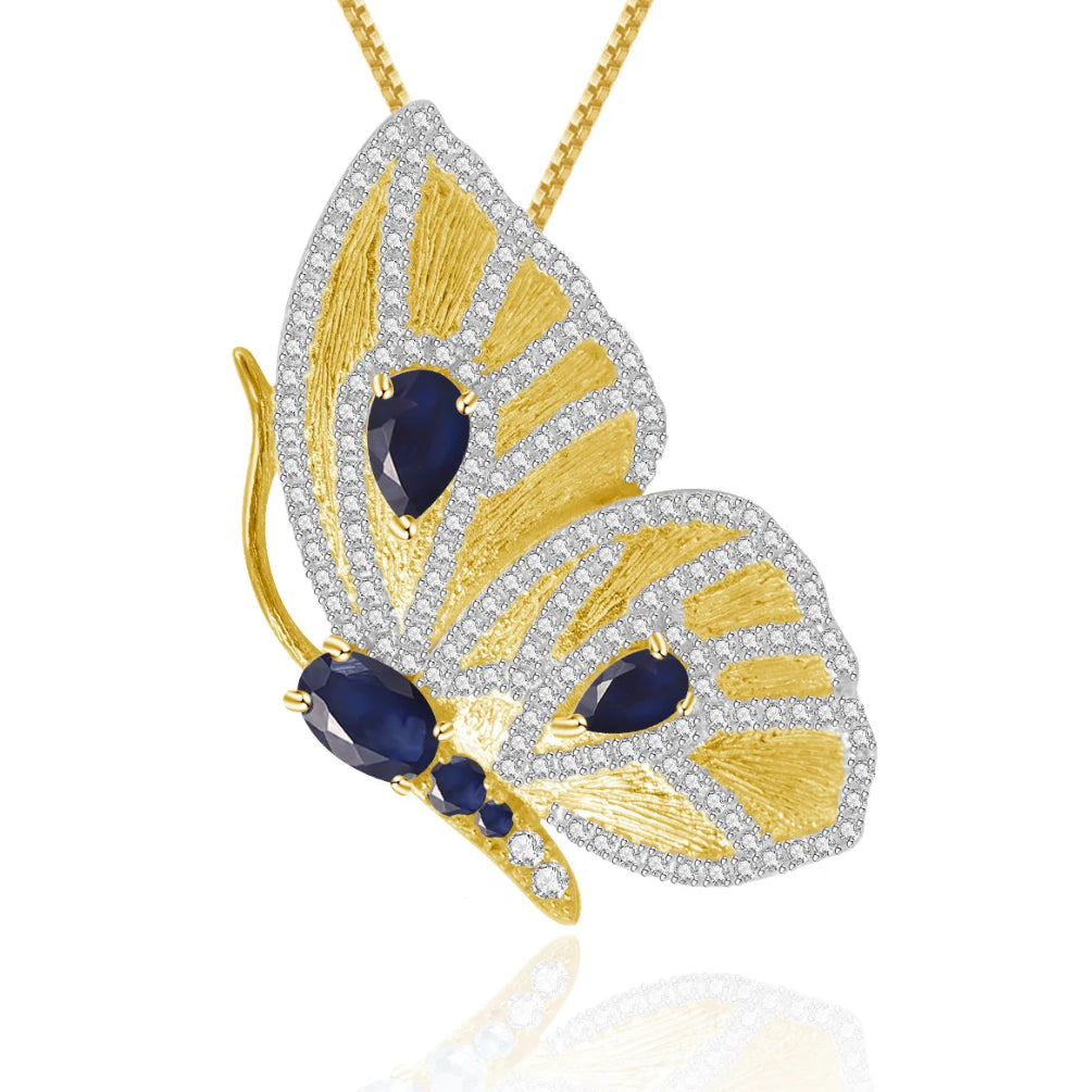 Sapphire Butterfly Brooch / Pendant 