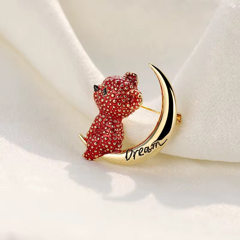 Broche de osito y luna