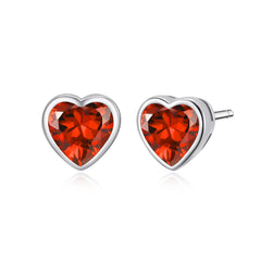 Stud Corazón rojo plateado