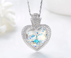 White iridescent royal heart necklace 