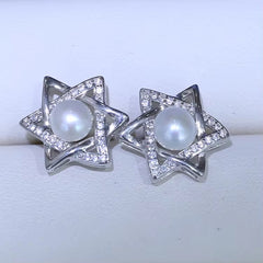 Aretes de Estrellas con Perlas Naturales