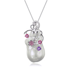 Collar de Perla Barroca con Flores