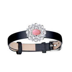 Leather bracelet with pink charm - dual use