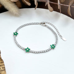 Pulsera Tennis de Flores Verdes