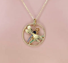 Dragonfly on a Wheat Pendant 