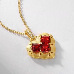 Natural Garnet Heart Necklace 