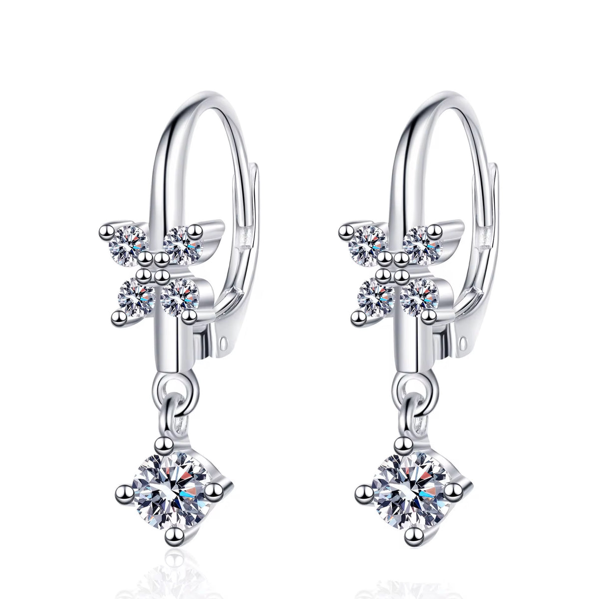 Argollas de Flor con cristal Moissanita