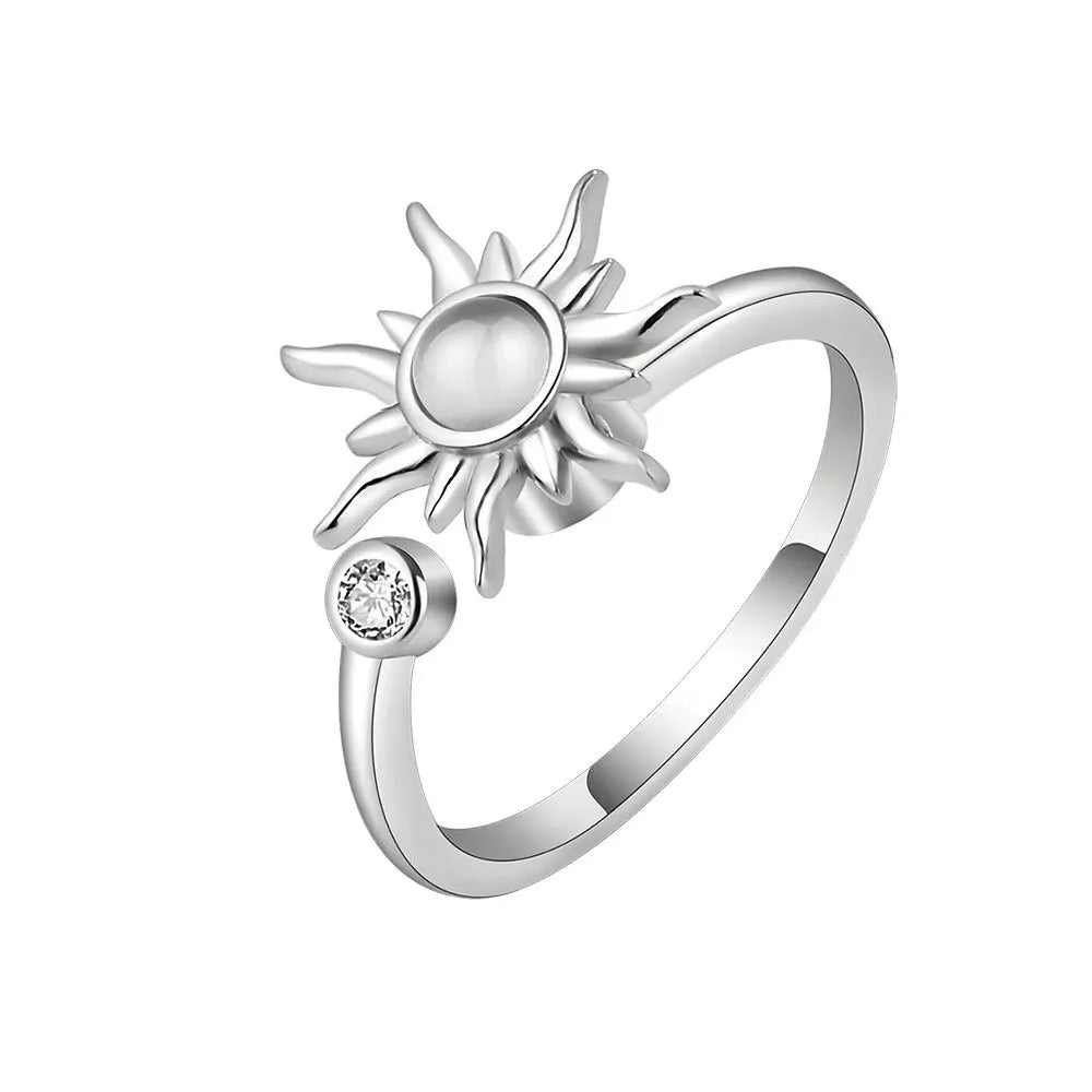 Silver Spinning Sun Ring 