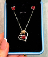 Set Corazón con Rosa Roja