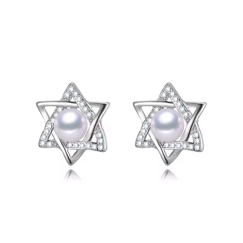 Aretes de Estrellas con Perlas Naturales