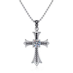 Collar Crucifijo con Moissanitas negras