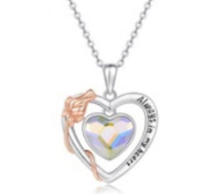 Iridescent &amp; Pink Heart Necklace 