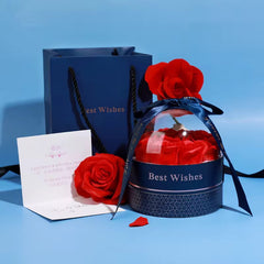 Caja Azul con Rosa para Sets
