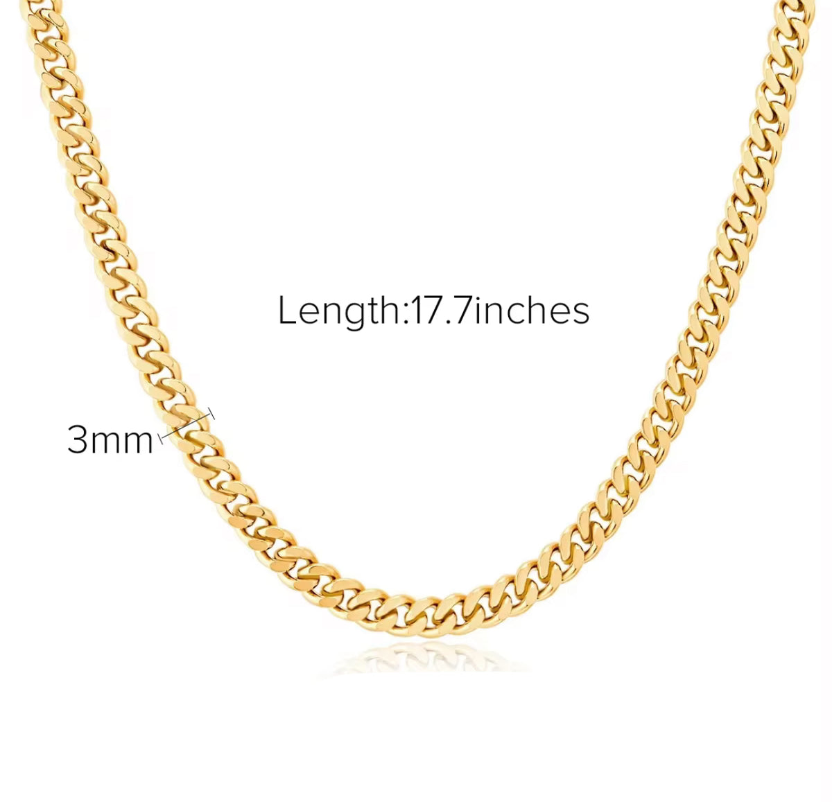 Cadena cubana acero 3 mm - 45 cm