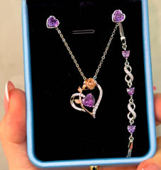 Set Corazón con Rosa Morada